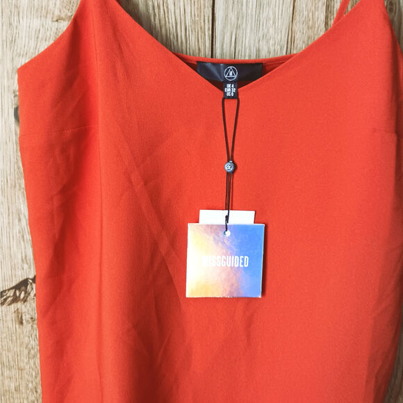 MISSGUIDED Cami Crepe Shift Dress in Orange Size 0 - Picture 2 of 9